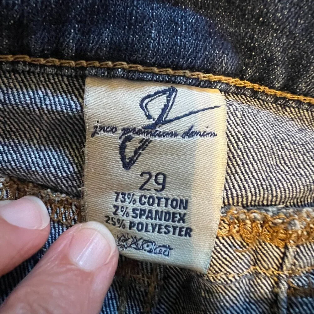 Vintage 90s / Y2K JNCO Dark Wash Distressed Bottom Straight Leg Jeans - Picture 7 of 14